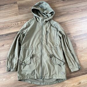 Aritzia TNA Military Edition Olive Green Zip Front Hooded Jacket Womens Small
